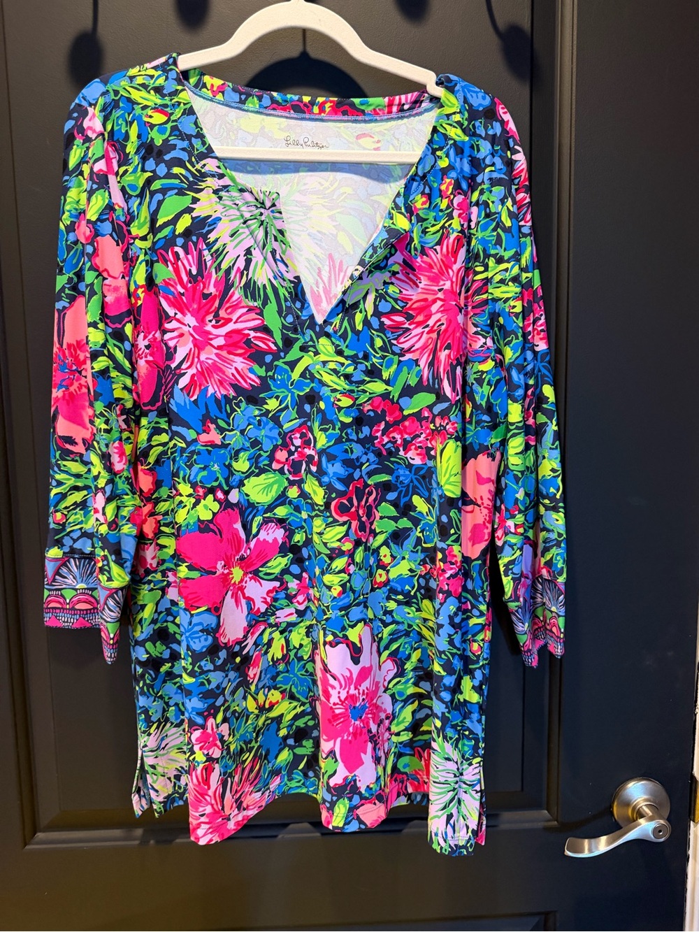 Lilly Pulitzer ChillyLilly Floral V-Neck Top - Pink, Blue, Lime
